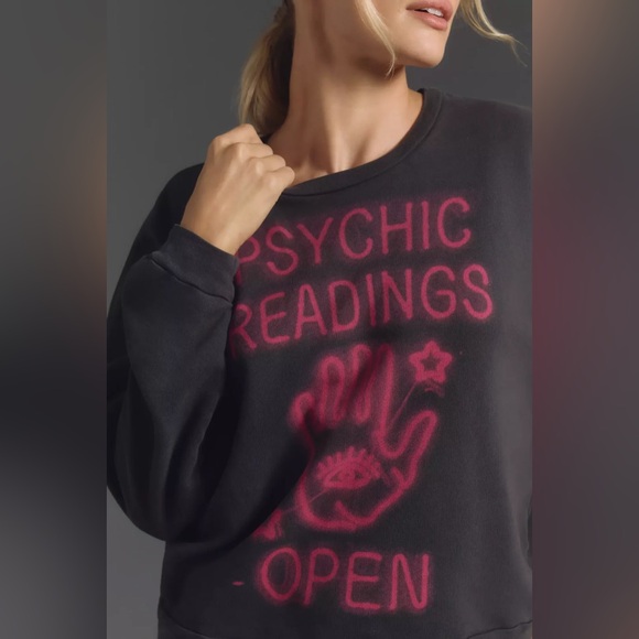 MOTHER Charcoal Sweatshirt with Pink Psychic Design - Picture 1 of 9